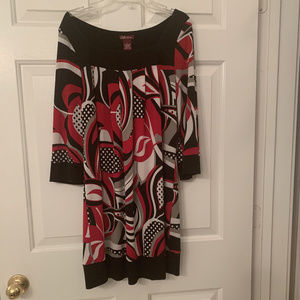 Miss Bisou Black, White & Red Shift Dress